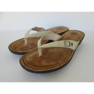 UGG Womens Kamiko Ivory Leather Thong Style Slides Flip Flop Sandals Size 9